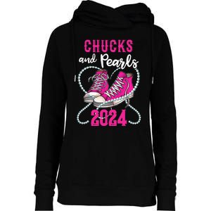 Chucks And Pearls IM With Her Kamala 2024 President Womens Funnel Neck Pullover Hood