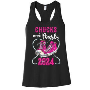 Chucks And Pearls IM With Her Kamala 2024 President Women's Racerback Tank