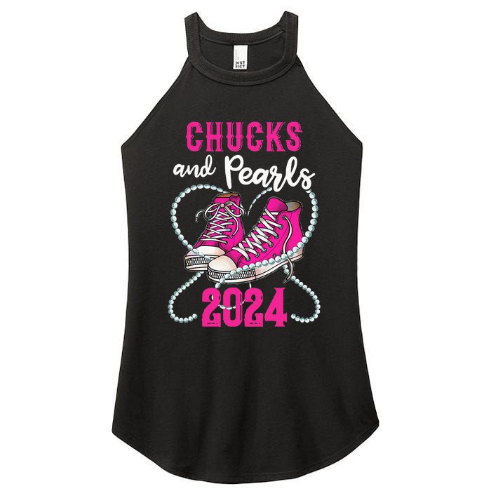 Chucks And Pearls IM With Her Kamala 2024 President Women's Perfect Tri Rocker Tank