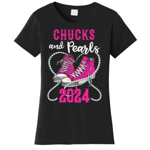 Chucks And Pearls IM With Her Kamala 2024 President Women's T-Shirt