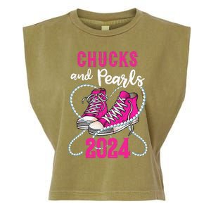 Chucks And Pearls IM With Her Kamala 2024 President Garment-Dyed Women's Muscle Tee