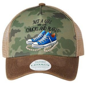 Chuck And Pearls Just A Girl Who Loves Chucks And Pearls Legacy Tie Dye Trucker Hat