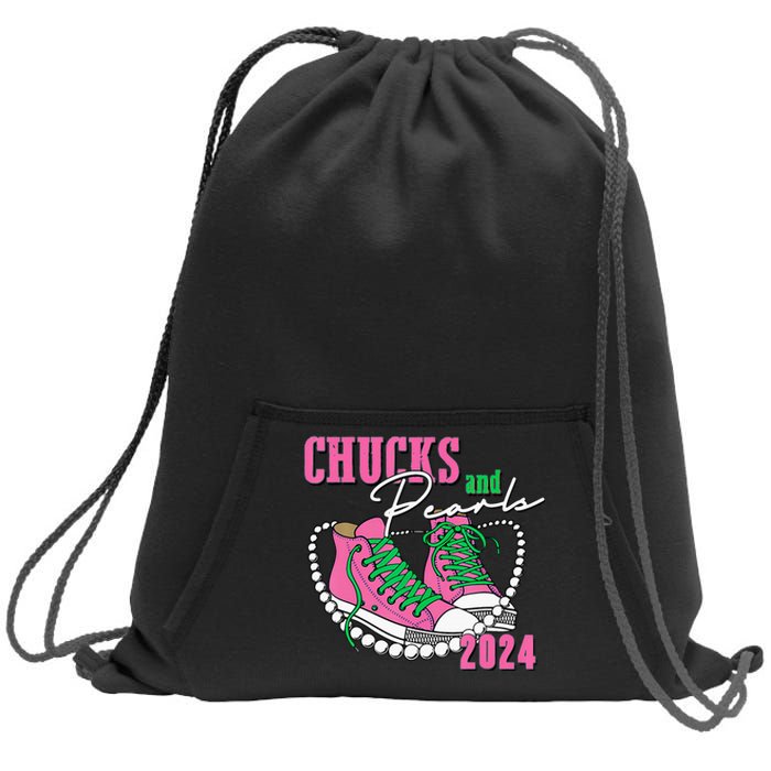 Chucks And Pearls IM With Her 2024 Sweatshirt Cinch Pack Bag