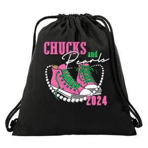 Chucks And Pearls IM With Her 2024 Drawstring Bag