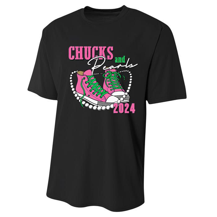 Chucks And Pearls IM With Her 2024 Performance Sprint T-Shirt