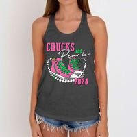 Chucks And Pearls IM With Her 2024 Women's Knotted Racerback Tank