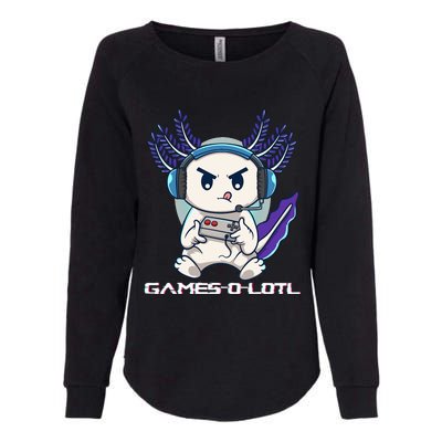 Cute Axolotl Playing Console Video Games Axolotl Gaming  Womens California Wash Sweatshirt