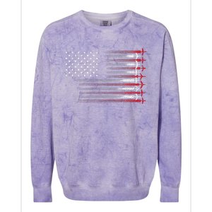 Cute Airplane Pilot Art Aviation 4th Of July Colorblast Crewneck Sweatshirt