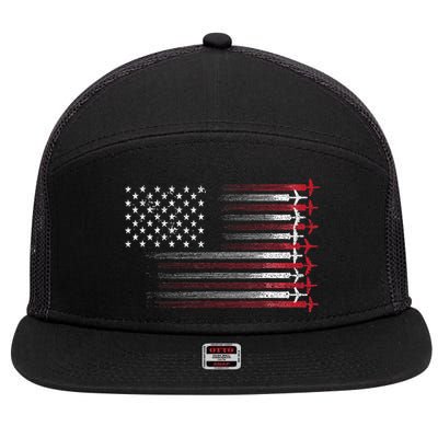 Cute Airplane Pilot Art Aviation 4th Of July 7 Panel Mesh Trucker Snapback Hat