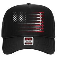 Cute Airplane Pilot Art Aviation 4th Of July High Crown Mesh Back Trucker Hat