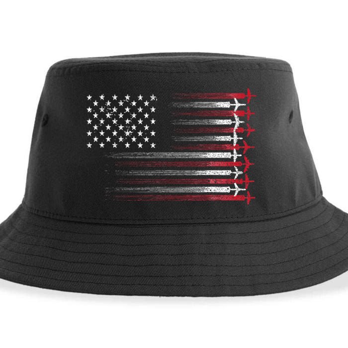 Cute Airplane Pilot Art Aviation 4th Of July Sustainable Bucket Hat