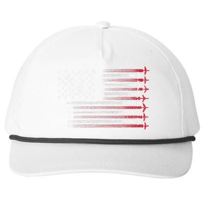 Cute Airplane Pilot Art Aviation 4th Of July Snapback Five-Panel Rope Hat