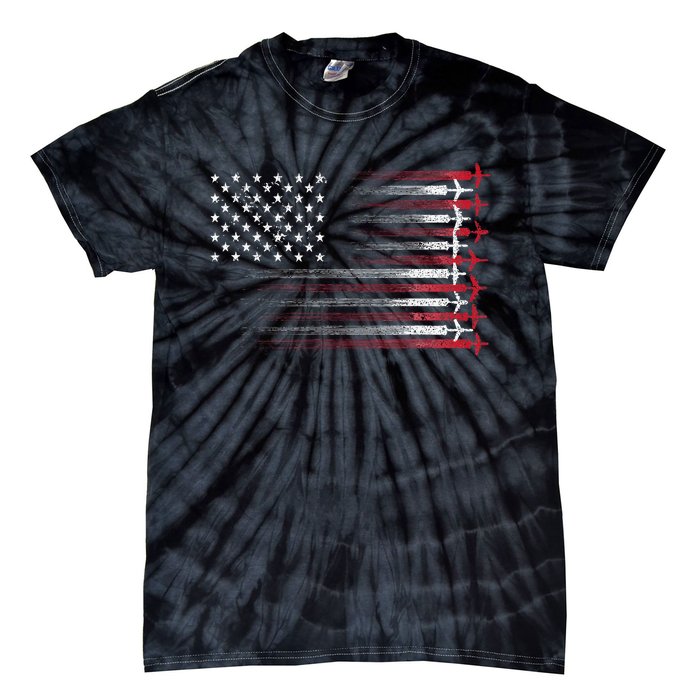 Cute Airplane Pilot Art Aviation 4th Of July Tie-Dye T-Shirt