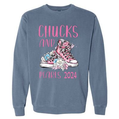 Chucks And Pearls 2024 Cute Women Gifts Garment-Dyed Sweatshirt