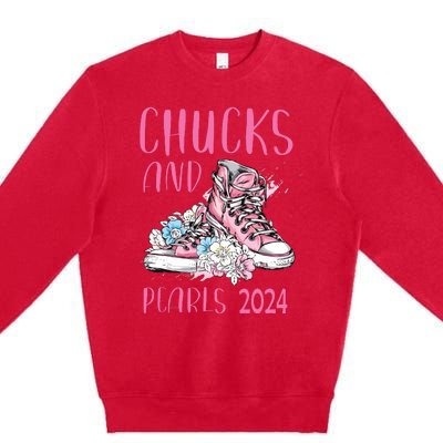 Chucks And Pearls 2024 Cute Women Gifts Premium Crewneck Sweatshirt