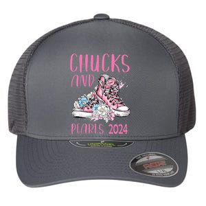 Chucks And Pearls 2024 Cute Women Gifts Flexfit Unipanel Trucker Cap