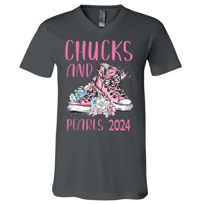 Chucks And Pearls 2024 Cute Women Gifts V-Neck T-Shirt