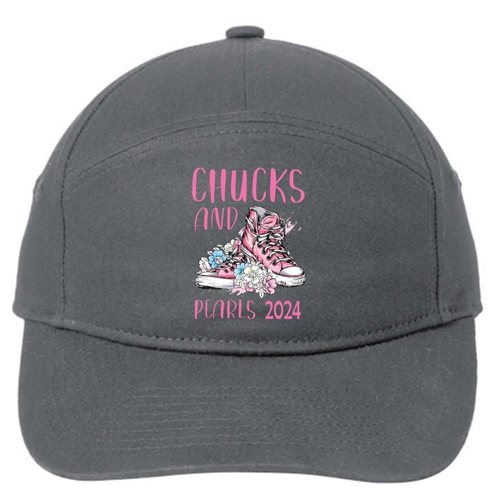 Chucks And Pearls 2024 Cute Women Gifts 7-Panel Snapback Hat