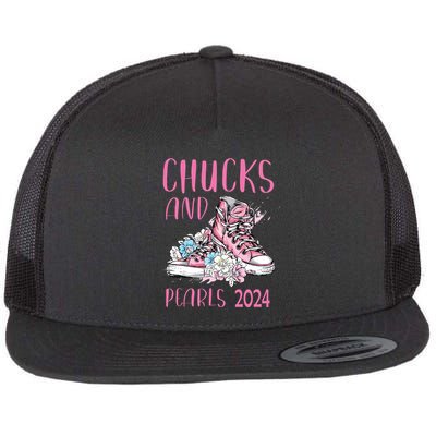 Chucks And Pearls 2024 Cute Women Gifts Flatbill Hat