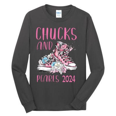 Chucks And Pearls 2024 Cute Women Gifts Tall Long Sleeve T-Shirt