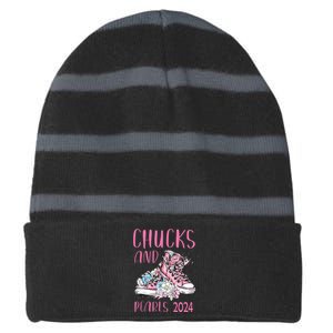 Chucks And Pearls 2024 Cute Women Gifts Striped Beanie with Solid Band