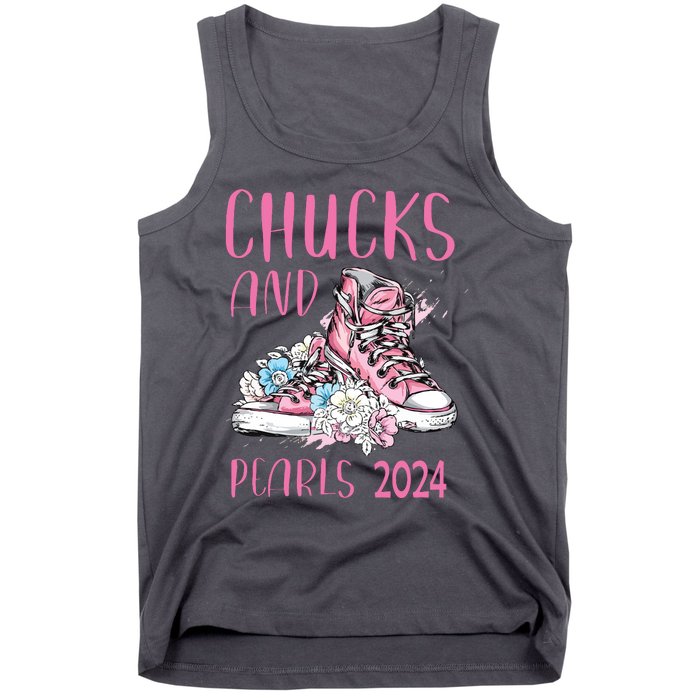 Chucks And Pearls 2024 Cute Women Gifts Tank Top