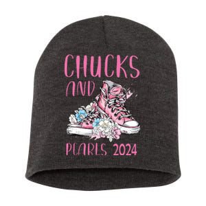 Chucks And Pearls 2024 Cute Women Gifts Short Acrylic Beanie