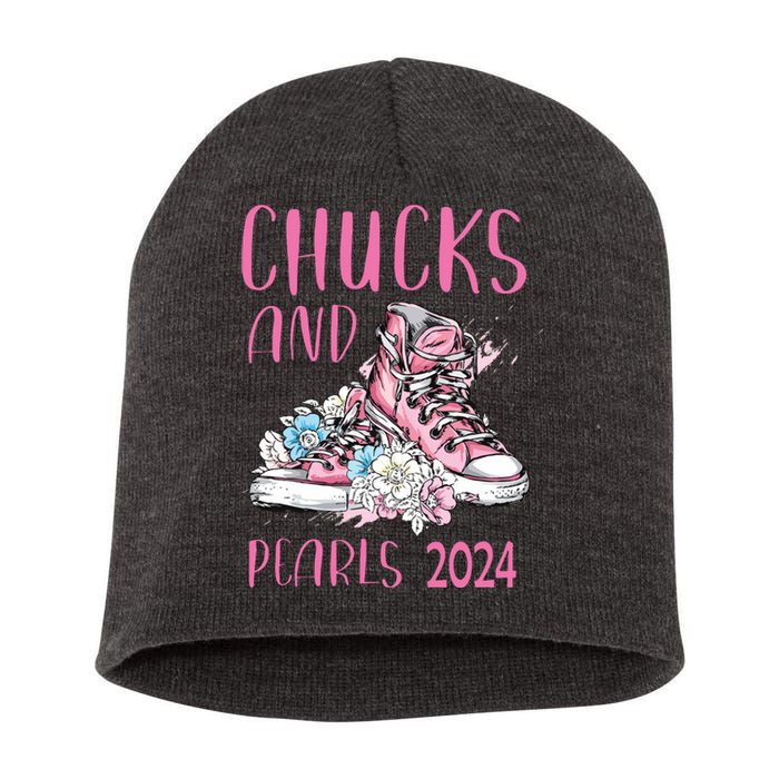 Chucks And Pearls 2024 Cute Women Gifts Short Acrylic Beanie