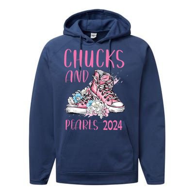 Chucks And Pearls 2024 Cute Women Gifts Performance Fleece Hoodie