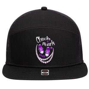 Chucks And Pearls For Women Funny Kamala Harris 7 Panel Mesh Trucker Snapback Hat