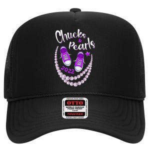 Chucks And Pearls For Women Funny Kamala Harris High Crown Mesh Back Trucker Hat