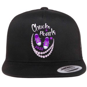 Chucks And Pearls For Women Funny Kamala Harris Flat Bill Trucker Hat