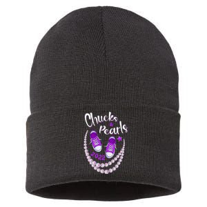 Chucks And Pearls For Women Funny Kamala Harris Sustainable Knit Beanie