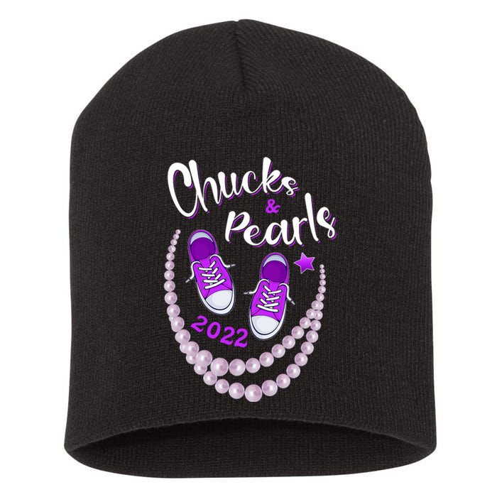 Chucks And Pearls For Women Funny Kamala Harris Short Acrylic Beanie