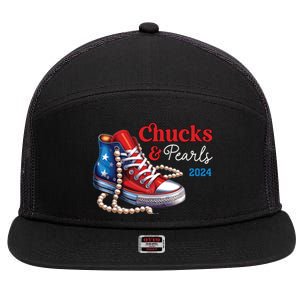 Chucks And Pearls 2024 Im With Her Kamala 7 Panel Mesh Trucker Snapback Hat