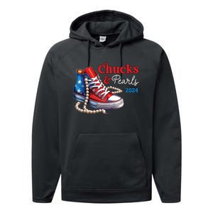 Chucks And Pearls 2024 Im With Her Kamala Performance Fleece Hoodie