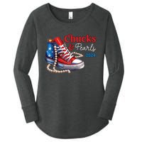 Chucks And Pearls 2024 Im With Her Kamala Women's Perfect Tri Tunic Long Sleeve Shirt