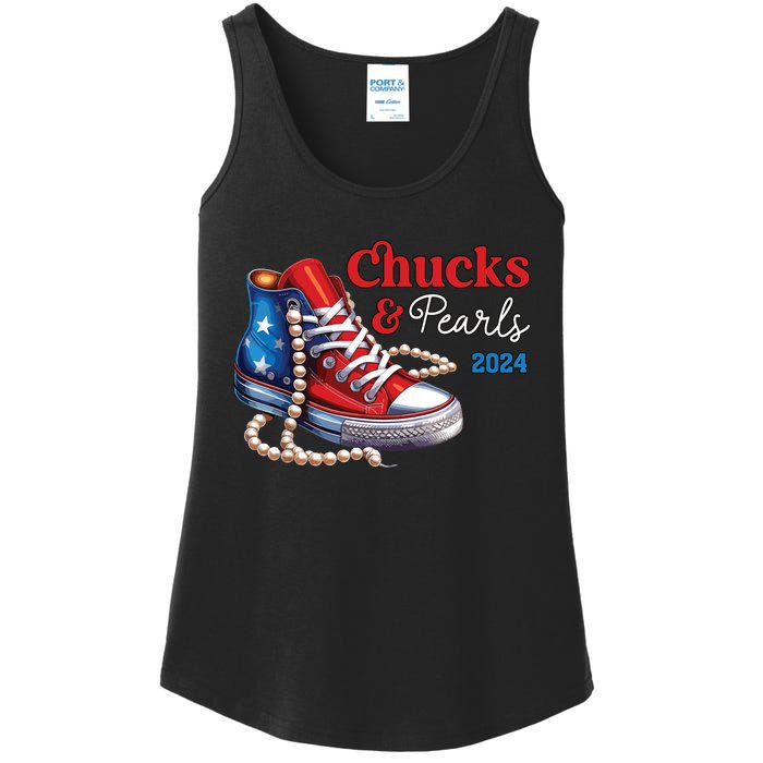 Chucks And Pearls 2024 Im With Her Kamala Ladies Essential Tank