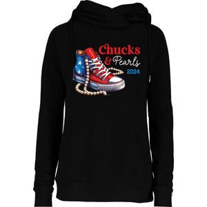 Chucks And Pearls 2024 Im With Her Kamala Womens Funnel Neck Pullover Hood