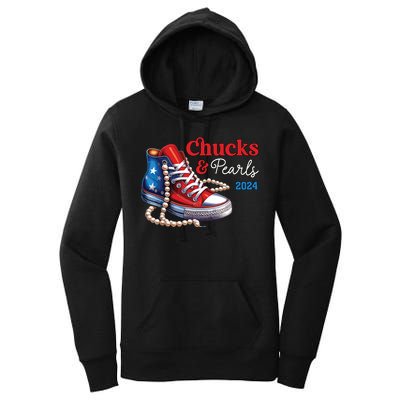 Chucks And Pearls 2024 Im With Her Kamala Women's Pullover Hoodie