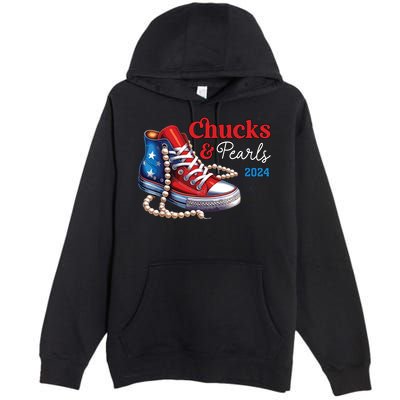 Chucks And Pearls 2024 Im With Her Kamala Premium Pullover Hoodie