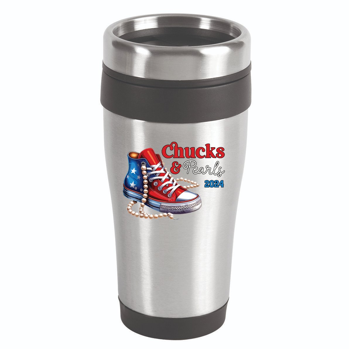 Chucks And Pearls 2024 Im With Her Kamala 16oz Travel Tumbler
