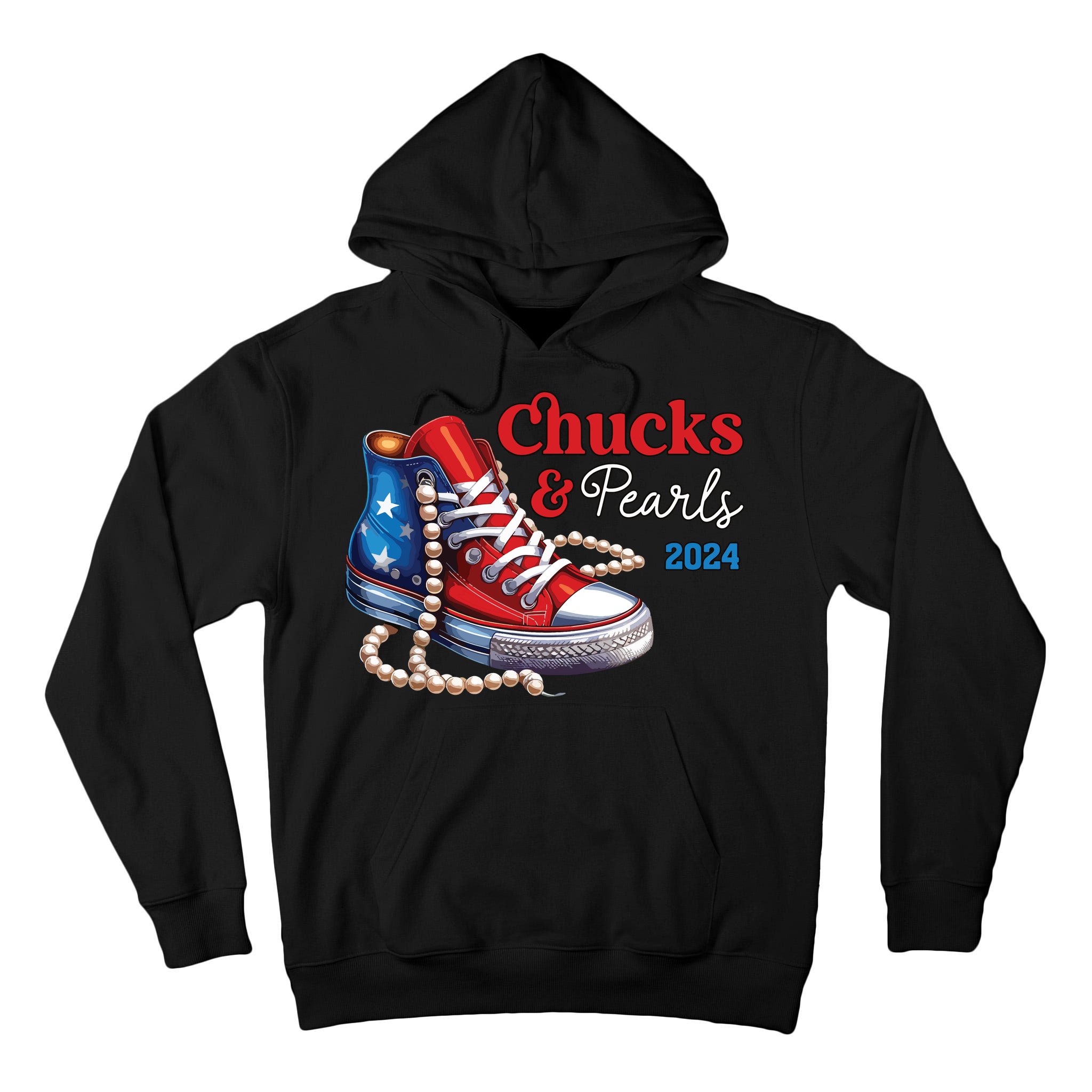 Chucks And Pearls 2024 Im With Her Kamala Tall Hoodie