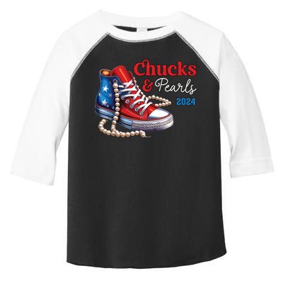 Chucks And Pearls 2024 Im With Her Kamala Toddler Fine Jersey T-Shirt