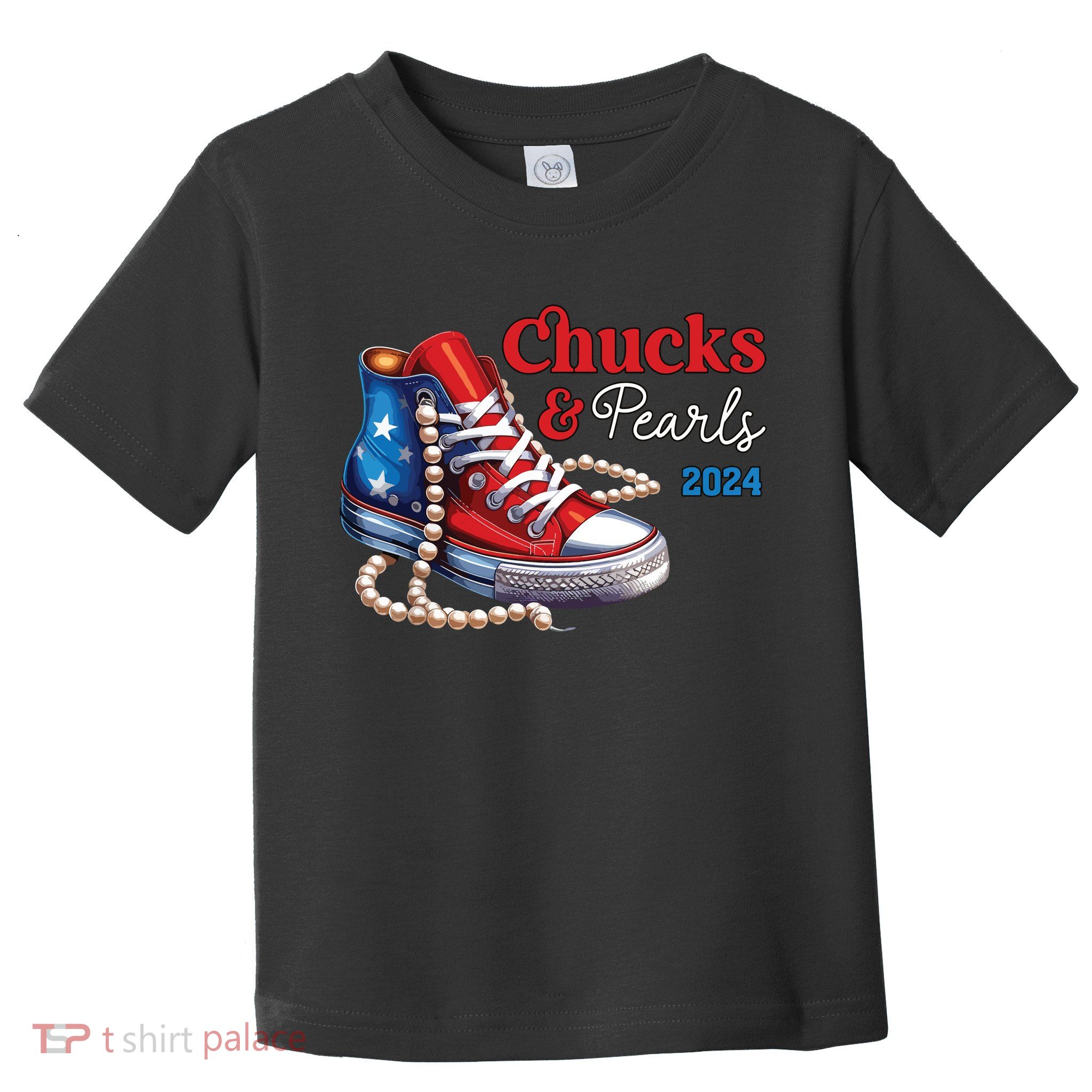 Chucks And Pearls 2024 Im With Her Kamala Toddler T-Shirt