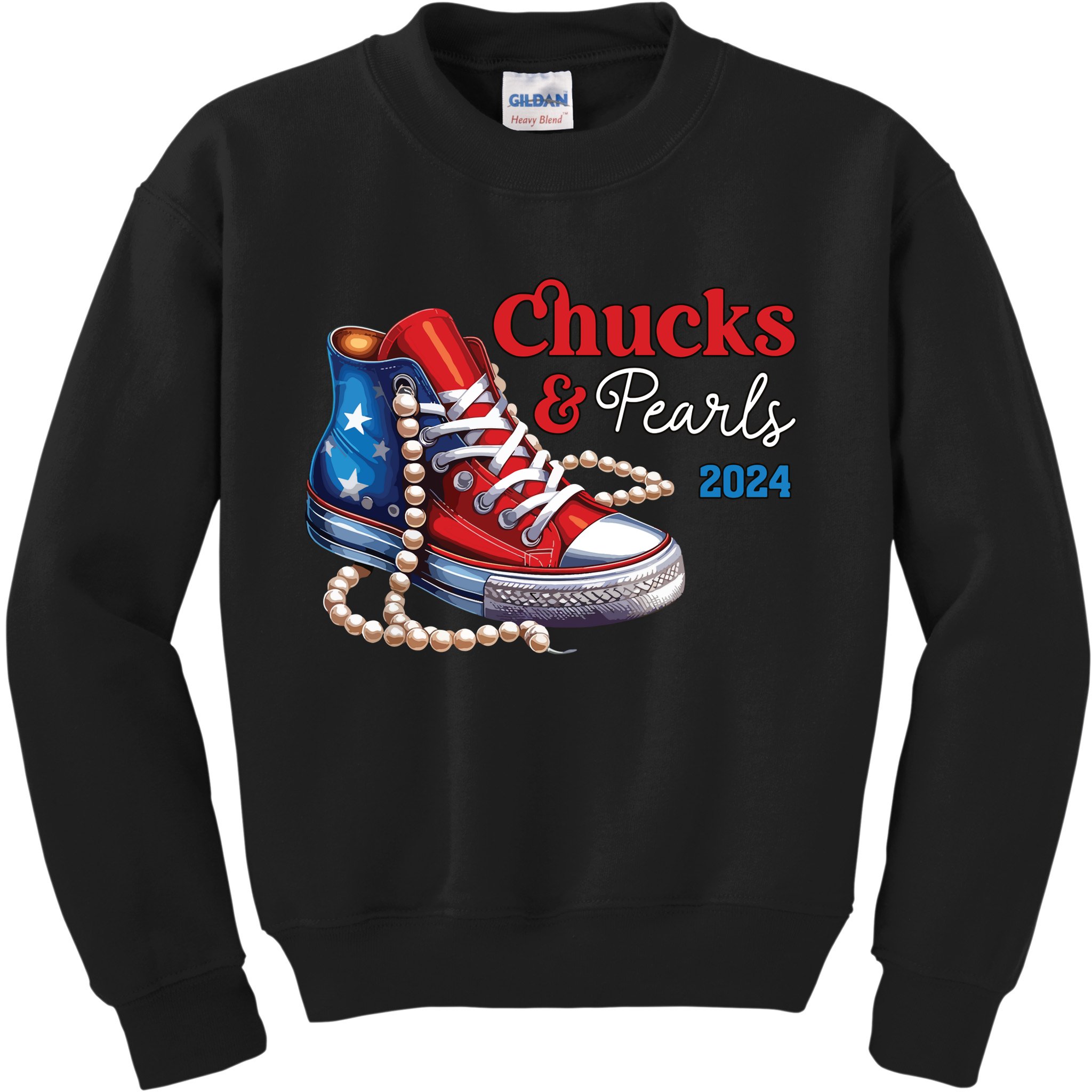 Chucks And Pearls 2024 Im With Her Kamala Kids Sweatshirt