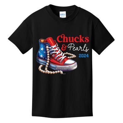 Chucks And Pearls 2024 Im With Her Kamala Kids T-Shirt