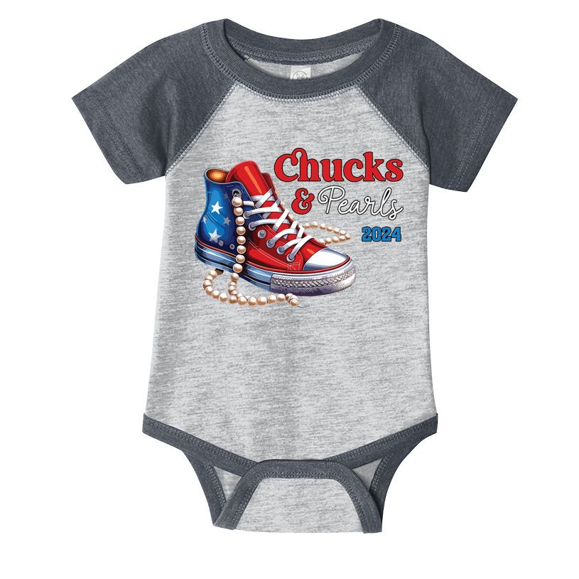 Chucks And Pearls 2024 Im With Her Kamala Infant Baby Jersey Bodysuit