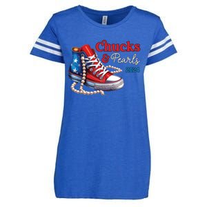 Chucks And Pearls 2024 Im With Her Kamala Enza Ladies Jersey Football T-Shirt