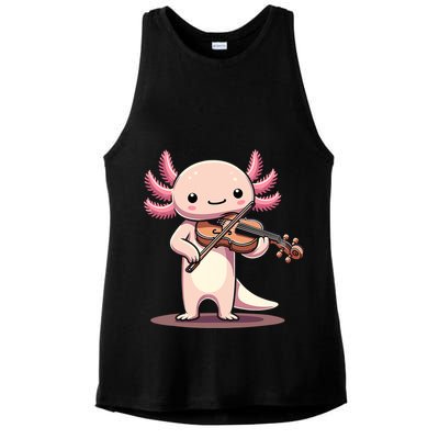 Cute Axolotl Playing Violin For Violinist Musical Orchestra Ladies PosiCharge Tri-Blend Wicking Tank